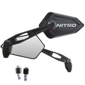 PAIR OF APPROVED CARBON LOOK MIRRORS WITH LOGO SILVER MBK NITRO 50 100 R