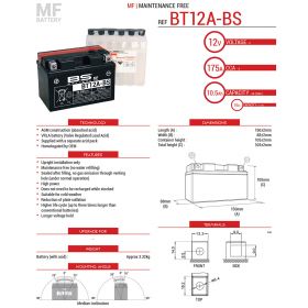 BS BATTERY 300602 MOTORCYCLE BATTERY