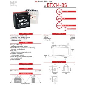 BS BATTERY 300604 MOTORCYCLE BATTERY