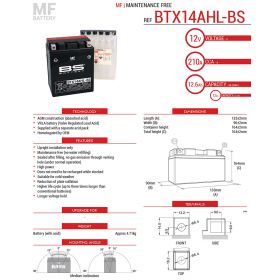 BS BATTERY 300607 MOTORCYCLE BATTERY