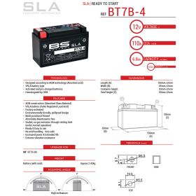 BS BATTERY PRECHARGED SLA BT7B-4 YT7B-BS