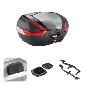 Kit topcase GIVI V47 noir rouge pour MOTO GUZZI V7 850 Stone / Special
