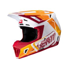 Casco motocross LEATT Moto 7.5 Ruby bianco rosso arancio con maschera 4.5
