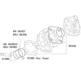 Groupe thermique POLINI D.50 course 40 78,6cc cylindre en fonte