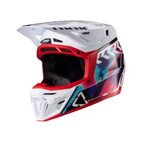 LEATT Moto 8.5 Composite Motocross helmet Royal white with 5.5 goggles