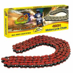 Reinforced C4 transmission chain pitch 420 links 134 red