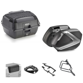 Kit GIVI bauletto B45B+ valigia V37 TECH nero/fumè 45/37L per KAWASAKI KLE VERSYS