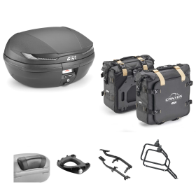 Kit de Top Case GIVI ARENA TECH CANYON Noir Fumé 45/25L ROYAL ENFIELD SUPER METEOR