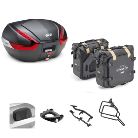 Kit GIVI bauletto V47 borsa CANYON carbon/rosso 47/25L per BMW R GS ADVENTURE