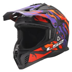Casco cross LS2 MX708 FAST II GROTESK viola arancio