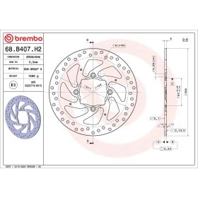 Disque de frein fixe BREMBO 68B407H2 série or D.265 épaisseur 6 mm 4 trous pour DUCATI