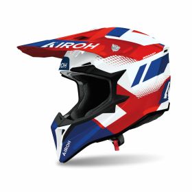 AIROH WRAAAP VISION Glossy Red/Blue Cross Helmet