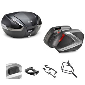 Kit GIVI bauletto V47 TECH valigia V37 nero fumè/rosso 47/37L per YAMAHA