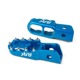STR8 MX EVO CNC Soziusfußrasten Blau DERBI