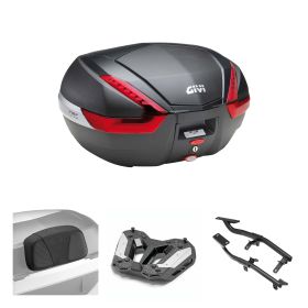 Kit bauletto GIVI V47 carbon rosso 47L per BMW