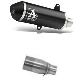 ARROW Slip-On Auspuff alu dunkler Kohlefaser-Endkappe Anschluss PEUGEOT Metropolis 400