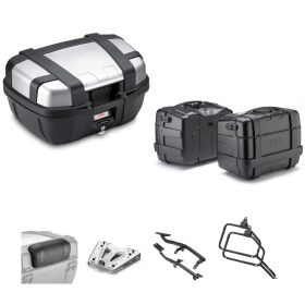 Kit GIVI bauletto valigia TREKKER alluminio grigio/nero 52/46L per HUSQVARNA NORDEN 901