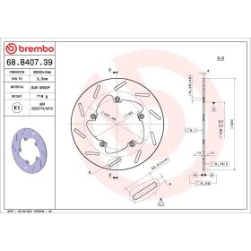 BREMBO Festbremscheibe 68B40739 Gold-Serie D.220 Dicke 4mm 5 Löcher für BENELLI