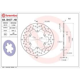 Disque de frein fixe BREMBO 68B407H8 Série Or D.245 Épaisseur 5mm 6 boulons pour YAMAHA