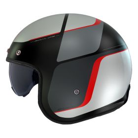 Casco Jet MT Helmets Le Mans 2 SV S Luther B15 Nero Grigio Rosso Opaco
