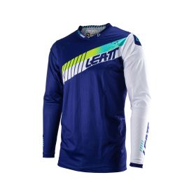 Maillot motocross LEATT Moto 4.5 Lite bleu blanc filet élastique