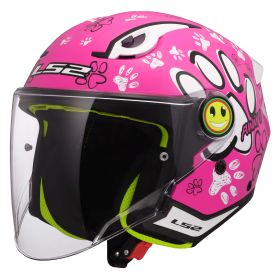 Child Motorcycle Helmet LS2 OF622 FUNNY II Paws Glossy Pink
