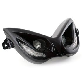 Str8 Doppel-Scheinwerfermaske Schwarz Evo 2 Blaue LED für MBK Nitro/Yamaha Aerox