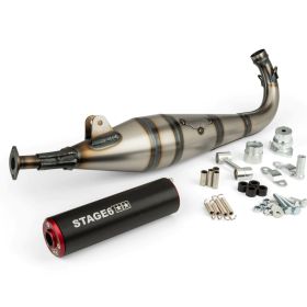 Marmitta completa STAGE 6 STREETRACE terminale rosso/nero per Peugeot 103 Sp