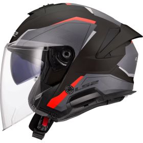 Jet Helm LS2 OF618 VERSO II Air Glanz Schwarz Rot