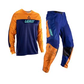 LEATT Moto 3.5 Ride Motorrad Set Orange Blau Trikot und Hose