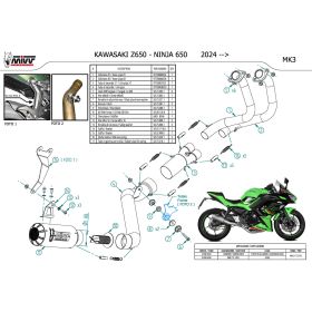 MIVV Mk3 Komplettauspuff aus Edelstahl für KAWASAKI z650 2024-2025