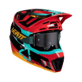 Casque motocross LEATT Moto 7.5 rouge noir bleu avec masque 4.5