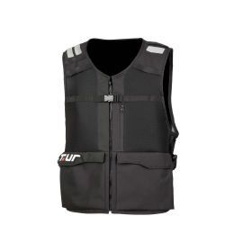 Gilet da enduro T.UR V-ONE nero multitasca con zaino integrato 10L