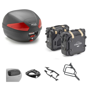 Kit de top case GIVI B29 sacoche CANYON noire rouge 29/25L pour SUZUKI DL V STROM