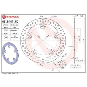 Disque de frein fixe BREMBO 68B407N0 Série Or D.310 épaisseur 4,5 mm 5 trous pour HONDA