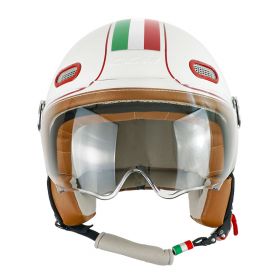 DEMI JET HELMET CGM 109I GLOBO ITALIA WHITE / GREEN / RED SHAPED VISOR