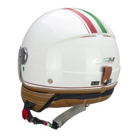 DEMI JET HELMET CGM 109I GLOBO ITALIA WHITE / GREEN / RED SHAPED VISOR