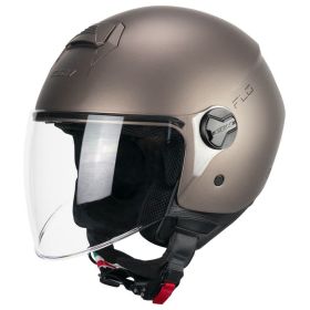 Jet Helm CGM 167A FLO Mono Glänzendes Satin-Taupe Langes Visier