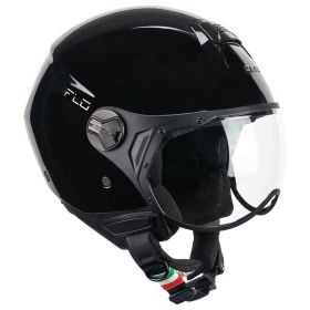 Jet Helm CGM 167A FLO Mono Glänzendes Schwarz Geformtes Visier