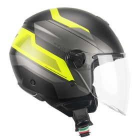 Casco Jet CGM 167K FLO City Nero Giallo Fluo Opaco Visiera Lunga