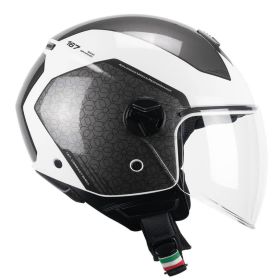 Casco Jet CGM 167L FLO Bico Bianco Grigio Lucido Visiera Lunga