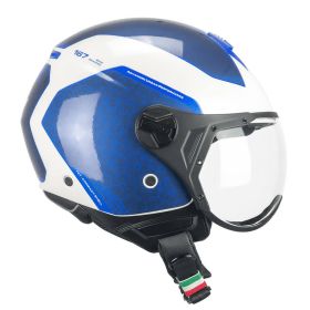 Casco Jet CGM 167L FLO Bico Bianco Blu Lucido Visiera Sagomata