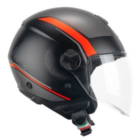 Casco Jet CGM 167M FLO Dot Nero Arancione Fluo Opaco Visiera Lunga