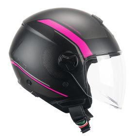 Casco Jet CGM 167M FLO Dot Nero Fucsia Fluo Opaco Visiera Lunga