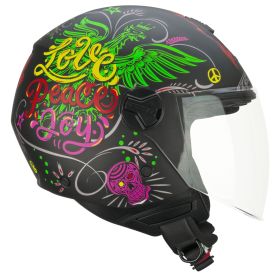 Casco Jet CGM 167S FLO JOY Nero Azzurro Verde Opaco Visiera Lunga