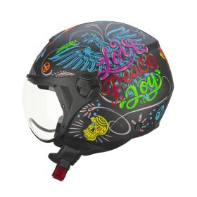 Casco Jet CGM 167S FLO JOY Nero Azzurro Verde Opaco Visiera Sagomata