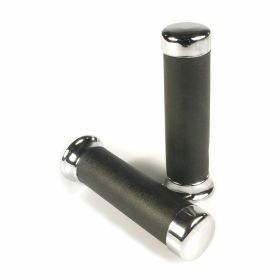 Manopole CIF nere per tubo manubrio 24/24 mm lunghezza 130 mm con berretto cromo