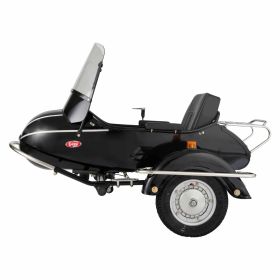 COZY Left Black Rocket Sidecar with trunk and windshield dimensions 1850x750x850 mm