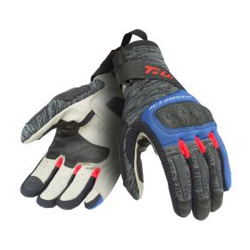 Gants été T.UR G-KNIT noir / bleu paume en cuir