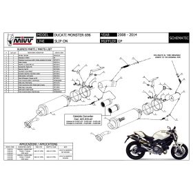 MIVV GP Noir Silencieux Slip-on Double pour DUCATI Monster 696